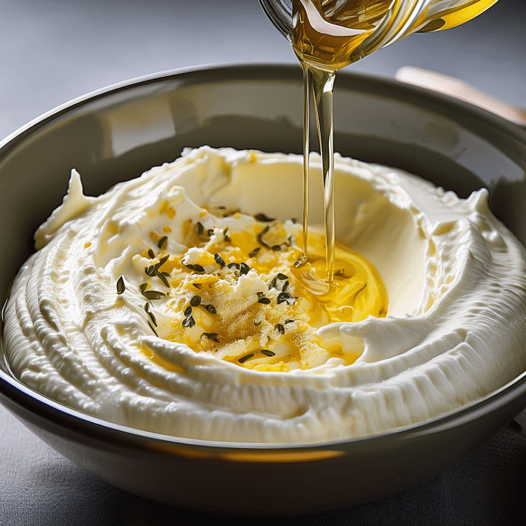 Mixing lemon ricotta pasta sauce