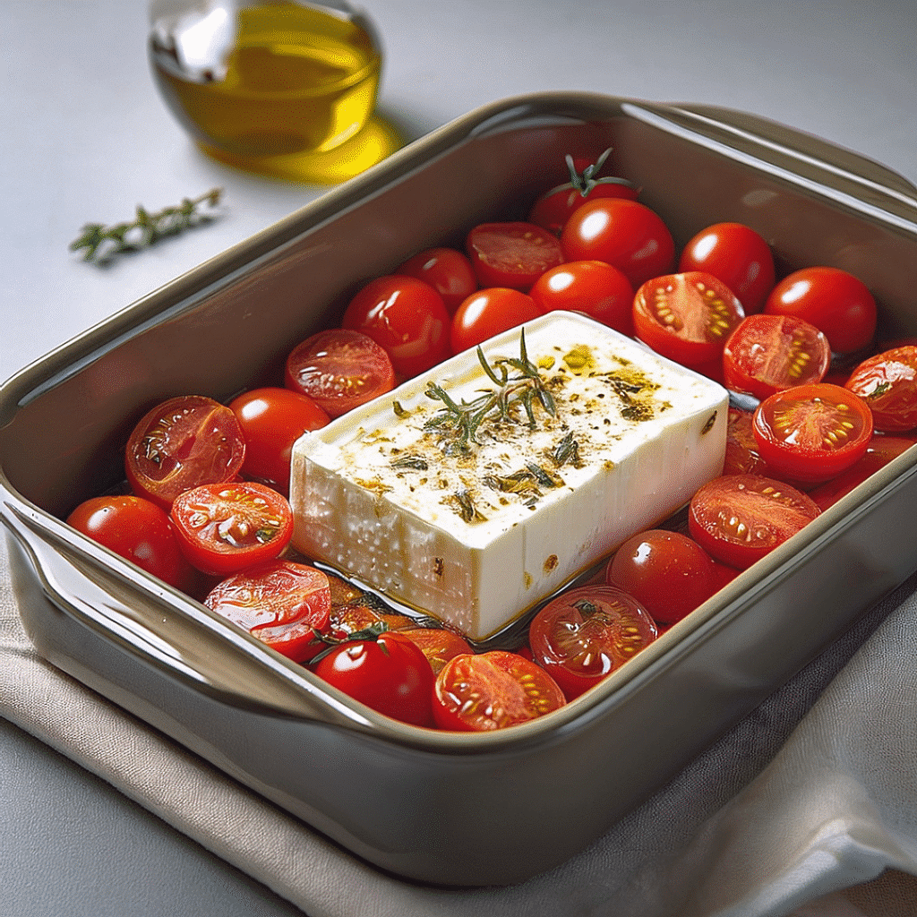 Roasting feta and tomatoes for pasta