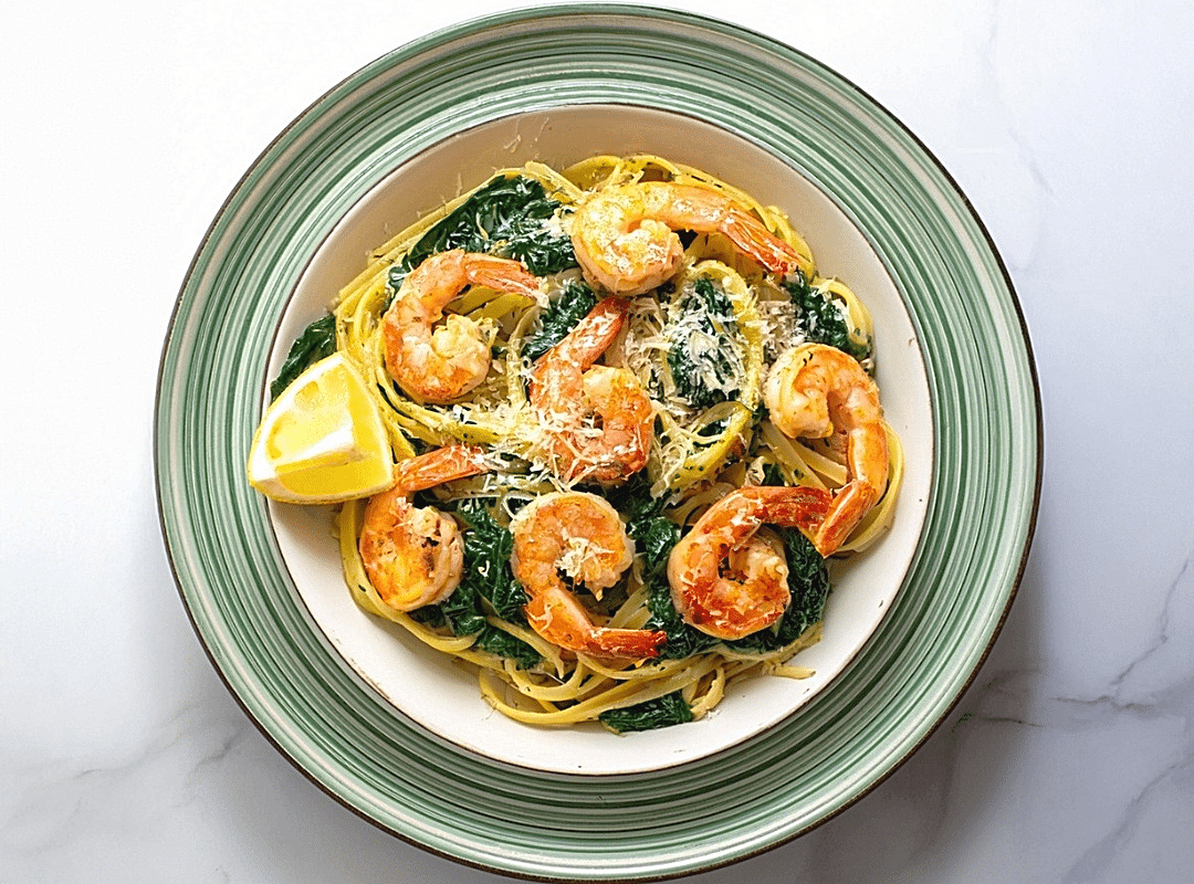 Shrimp spinach pasta recipe