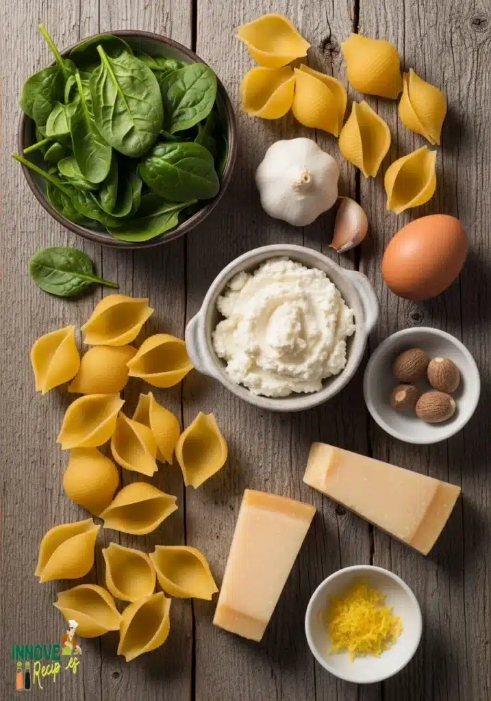 pasta shells stuffed with smooth ricotta and fresh spinach