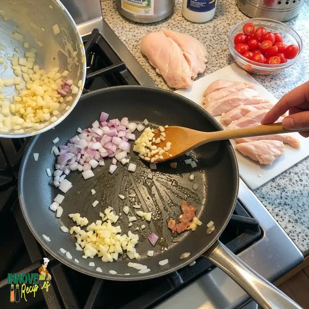 Spinach & Artichoke Chicken Pasta with Bacon and Tomatoes in Asiago Cream Sauce